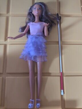 Barbie Fashionistas Blind Doll with Cane and Accessories #228 AFB